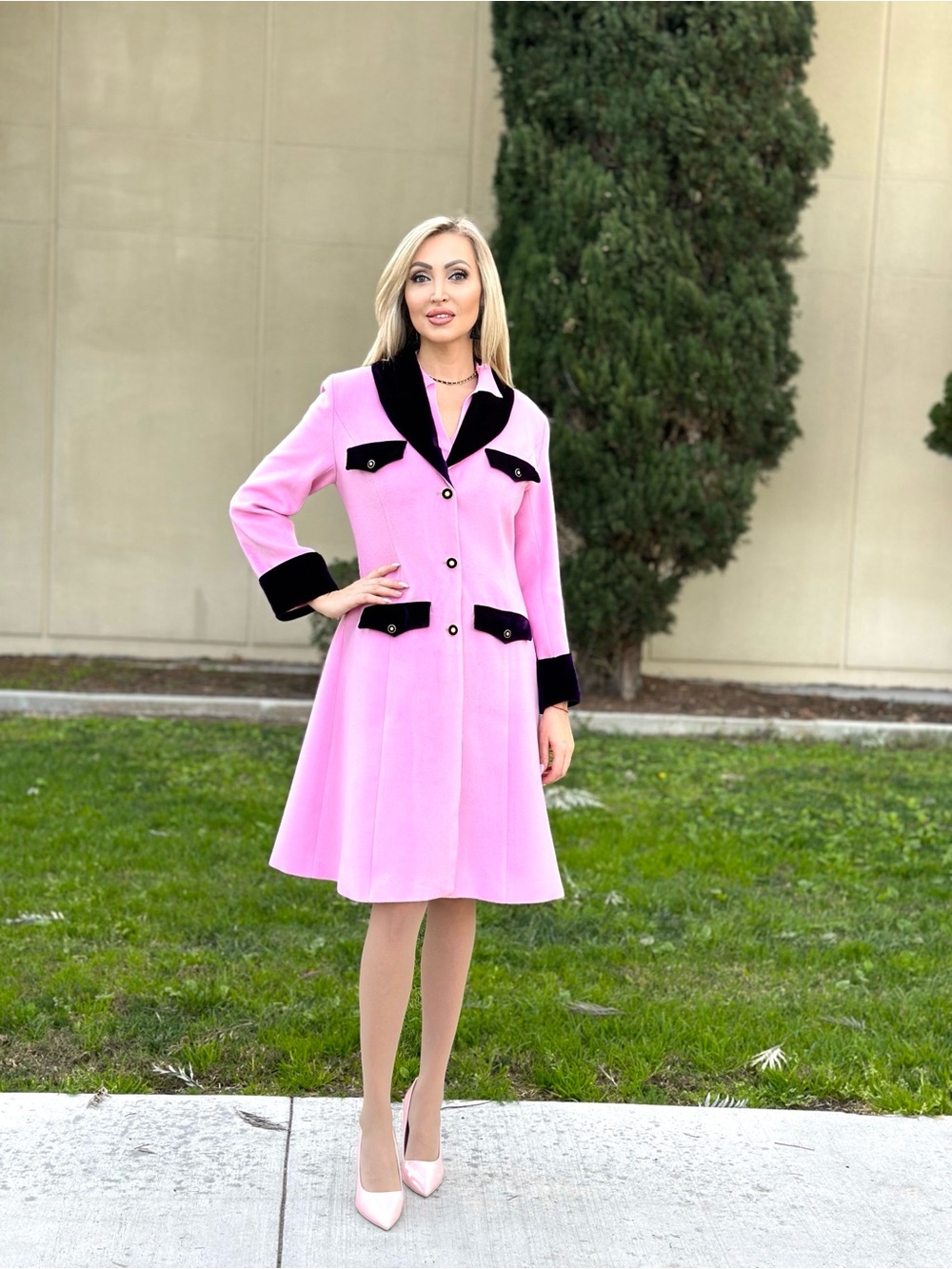 Retro Stage Pink Vintage Midi Coat – 38” Length NWOT - Picture 2 of 12